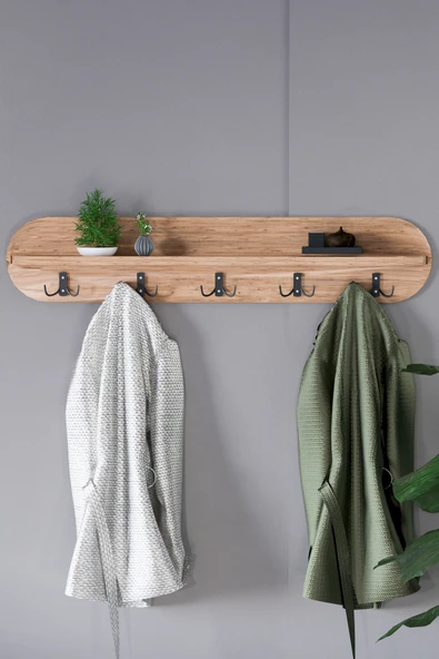 HMC DECOR Duvar Elbise Askılığı 90 Cm Atlantik Çam - Resim 3