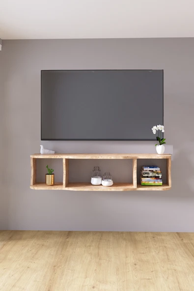 HMC DECOR 120cm Ayaksız Duvara Monteli Tv Ünitesi Atlantik Çam ürün görseli 1