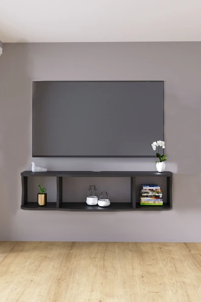 HMC DECOR 120cm Ayaksız Duvara Monteli Tv Ünitesi Antrasit Gri ürün görseli 1