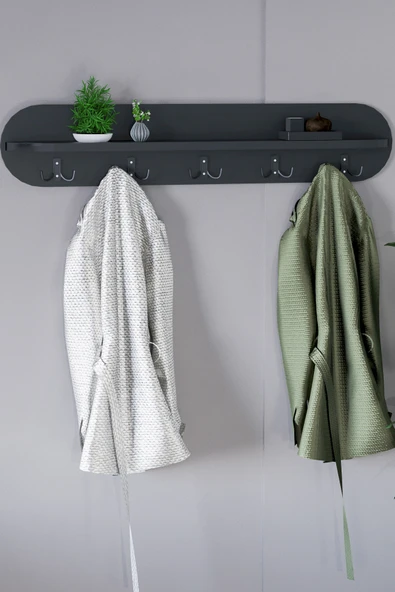HMC DECOR Duvar Elbise Askılığı 90 Cm Antrasit Gri ürün görseli 1