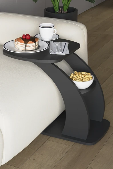 HMC DECOR Tekerlekli Koltuk Servis Sehpası Antrasit Gri ürün görseli 1