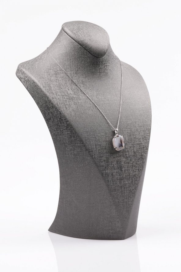 Akik Doğal Taş 925 Ayar Gümüş Kolye - 2