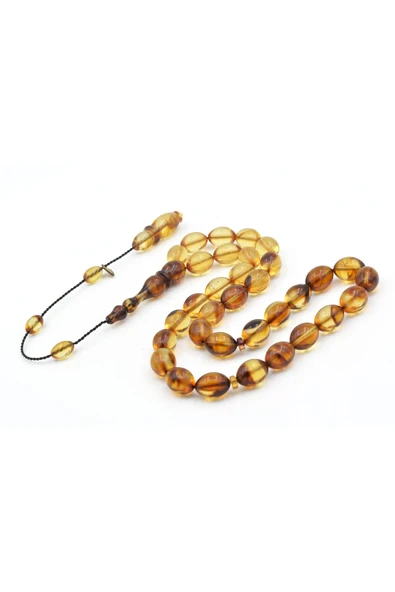 Murty99 Serkan Başkan İmzalı Beyzi Kesim Hareli Kahverengi Sıkma Kehribar Tesbih - Resim 3