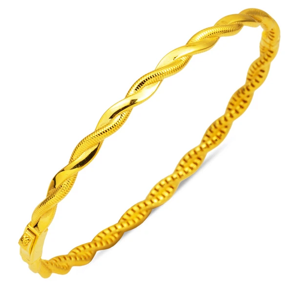 14 Ayar Altın İkili Burma Kelepçe Bilezik ürün görseli 1