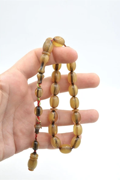 Murty99 Hakkı Usta İmzalı Beyzi Kesim Bej Sıkma Kehribar Efe Maskot Tesbih 003 - Resim 5