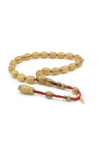 Murty99 Hakkı Usta İmzalı Beyzi Kesim Bej Sıkma Kehribar Efe Maskot Tesbih 001 ürün görseli 1