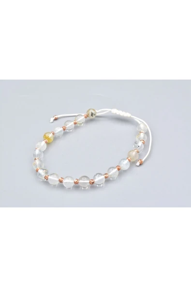 Murty99 Makrome Model Hakiki Topaz Taşı Bileklik 6 Mm - Resim 2