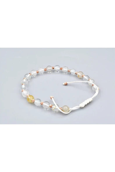 Murty99 Makrome Model Hakiki Topaz Taşı Bileklik 6 Mm - Resim 3