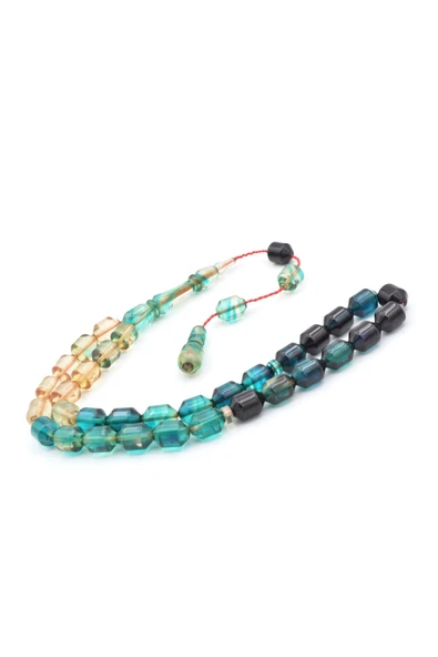 Murty99 Hakan Turan Yapımı Uçlu Kapsül Kesim Şeffaf Lacivert Sıkma Kehribar Tesbih - Resim 3