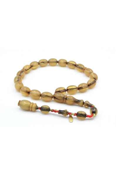 Murty99 Hakkı Usta İmzalı Beyzi Kesim Bej Sıkma Kehribar Efe Maskot Tesbih 003 ürün görseli 1