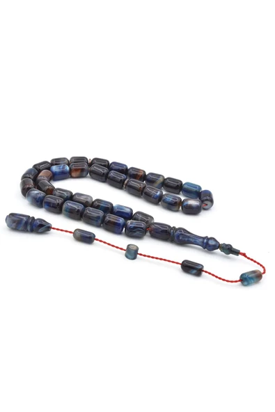 Murty99 Halil Demirkol İmzalı Kapsül Kesim Sedefli Lacivert Sıkma Kehribar Tesbih ürün görseli 1