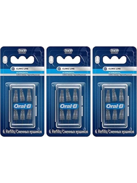 Oral-B Clinic Line 6,5 mm Arayüz Diş Fırçası Yedeği Eğimli 6 Adet 3'Lü PAKET ürün görseli 1