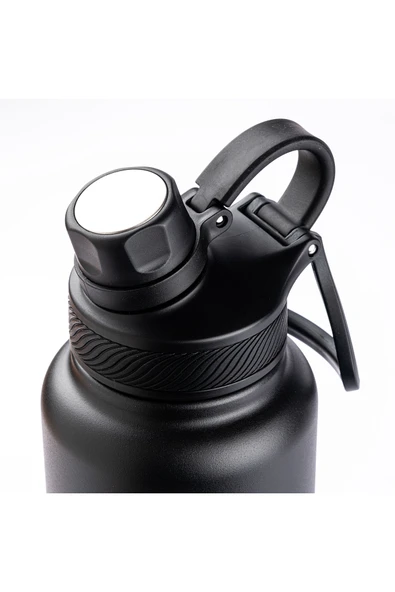 Tantitoni 020-01-SİYAH 2 KAPAKLI ÇİFT KATMANLI TERMOS 1L - Resim 2