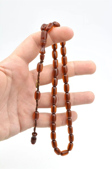 Murty99 Hakkı Usta İmzalı Kapsül Model Günlük Boy Kahverengi Sıkma Kehribar Tesbih - Resim 5