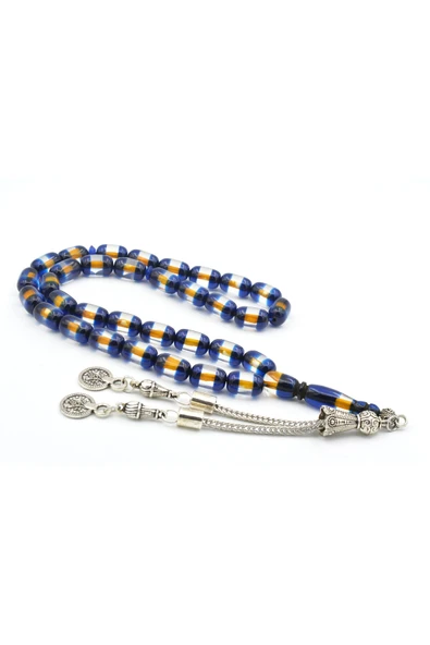 Murty99 Kapsül Kesim Günlük Boy Sarı Lacivert Sürmeli Sıkma Kehribar Tesbih ürün görseli 1