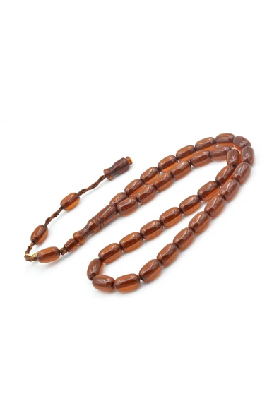 Murty99 Hakkı Usta İmzalı Kapsül Model Günlük Boy Kahverengi Sıkma Kehribar Tesbih - Resim 3