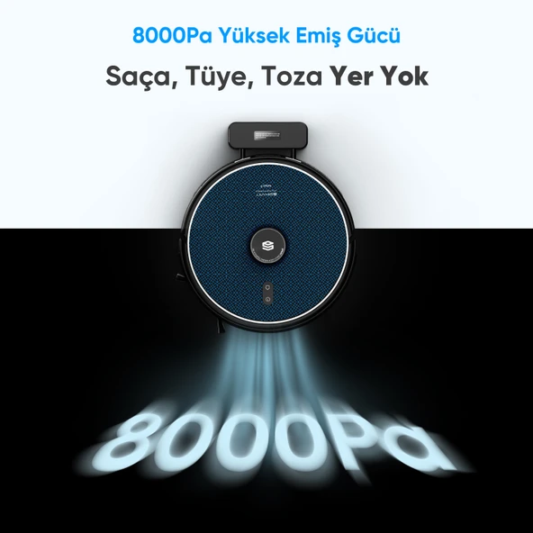 Şımart katya P Akıllı Robot Süpürge Kıl Kesici Bıçaklı Ana Fırça 8000Pa Emiş Gücü - Resim 3