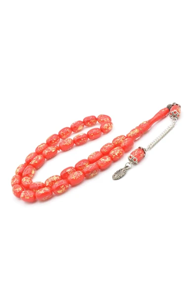 Murty99 Kapsül Kesim Altın Varaklı Kırmızı Uçak Camı Tesbih - Resim 2