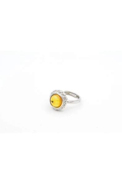 Murty99 Ayarlanabilir Sertifikalı Doğal Fosilli Kehribar Taşlı Yüzük 001 - Resim 2