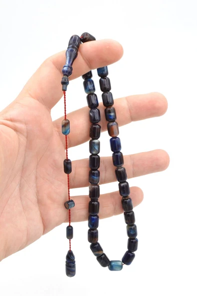 Murty99 Halil Demirkol İmzalı Kapsül Kesim Sedefli Lacivert Sıkma Kehribar Tesbih - Resim 4