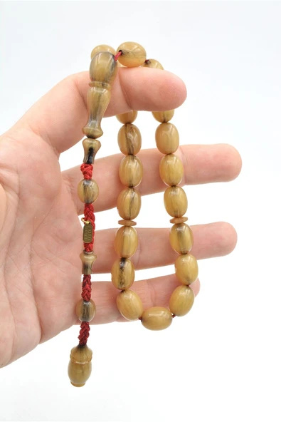 Murty99 Hakkı Usta İmzalı Beyzi Kesim Bej Sıkma Kehribar Efe Maskot Tesbih 001 - Resim 5