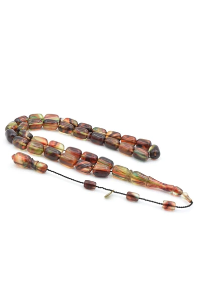 Murty99 Hakan Turan İmzalı Kapsül Kesim Kahverengi Yeşil Sıkma Kehribar Tesbih ürün görseli 1