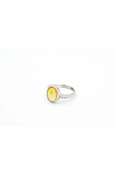 Murty99 Ayarlanabilir Sertifikalı Doğal Fosilli Kehribar Taşlı Yüzük 002 - Resim 3