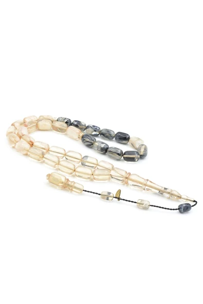 Murty99 Hakan Turan İmzalı Kapsül Kesim Şeffaf Siyah Sıkma Kehribar Tesbih ürün görseli 1