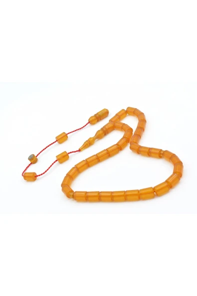 Murty99 Halil Usta İmzalı Kesme Model Bilek Boy Turuncu Sıkma Kehribar Tesbih - Resim 4