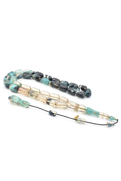 Murty99 Hakan Turan İmzalı Kapsül Kesim Şeffaf Lacivert Sıkma Kehribar Tesbih ürün görseli 1