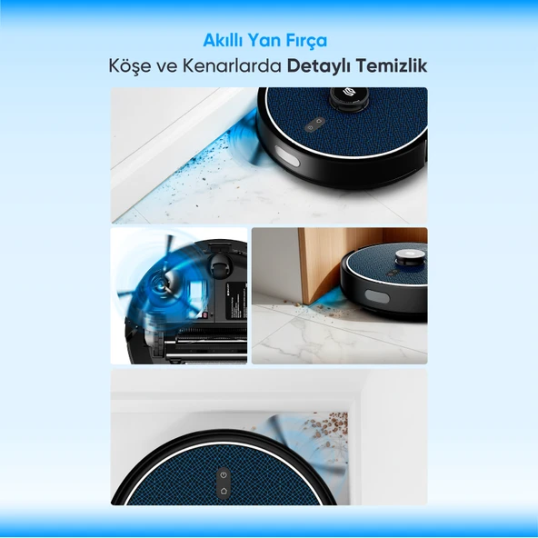 Şımart katya P Akıllı Robot Süpürge Kıl Kesici Bıçaklı Ana Fırça 8000Pa Emiş Gücü - Resim 5
