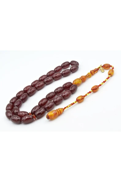 Murty99 Hakkı Usta İmzalı Kapsül İri Osmanlı Model Bordo Sıkma Kehribar Tesbih - Resim 2