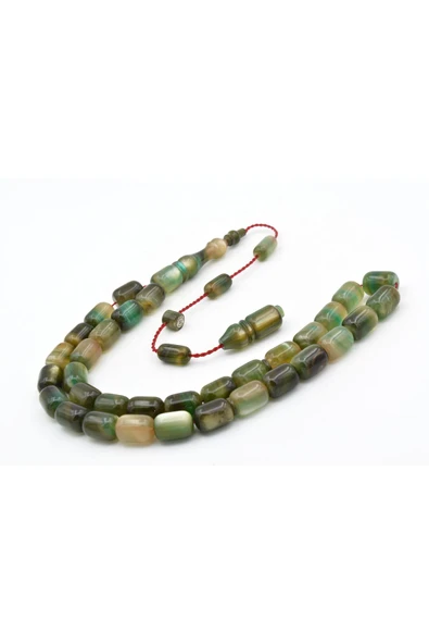 Murty99 Halil Usta İmzalı Fıçı Model İri Boy Sedefli Yeşil Sıkma Kehribar Tesbih - Resim 3