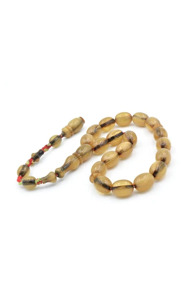 Murty99 Hakkı Usta İmzalı Beyzi Kesim Bej Sıkma Kehribar Efe Maskot Tesbih 003 - Resim 3