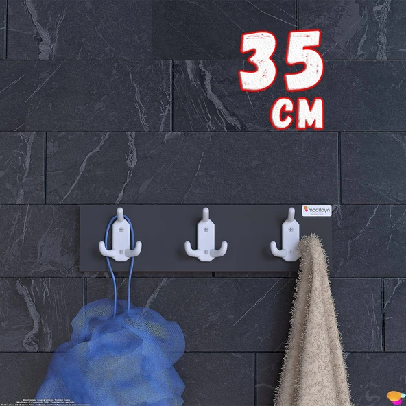 Modilayn ARI 9 Kancalı Banyo Askısı 3'lü Set (31,4x9,6 cm) | Şık Tasarım, Ekstra Düzen ve Yer Tasarrufu ürün görseli 1