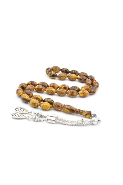 Murty99 Beyzi Kesim İri Boy Sarı Kahverengi Beyrut Kehribar Tesbih ürün görseli 1