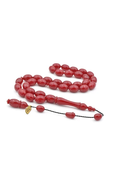 Murty99 İbrahim Uysal İmzalı Beyzi İri Boy Vişne Sıkma Kehribar Tesbih ürün görseli 1