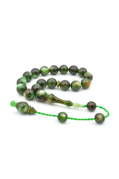 Murty99 Erhan Turan Yapımı Kahverengi Yeşil Sıkma Kehribar Efe Maskot Tesbih ürün görseli 1