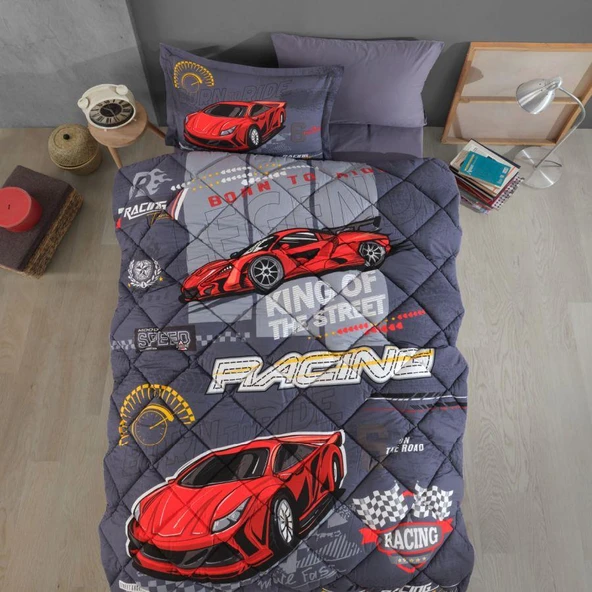 Clasy Ranforce Tek Kişilik Yorgan Seti Racing Team Mavi - Resim 2