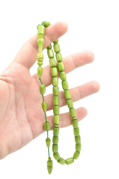 Murty99 Ahmet Emin Yapımı İmamesi Halkalı Simli Yeşil Sıkma Kehribar Tesbih - Resim 5