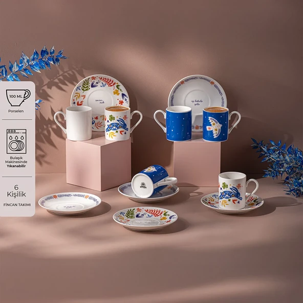 Emsan Lucky 6'lı Kahve Fincan Takımı 100 ml ürün görseli 1