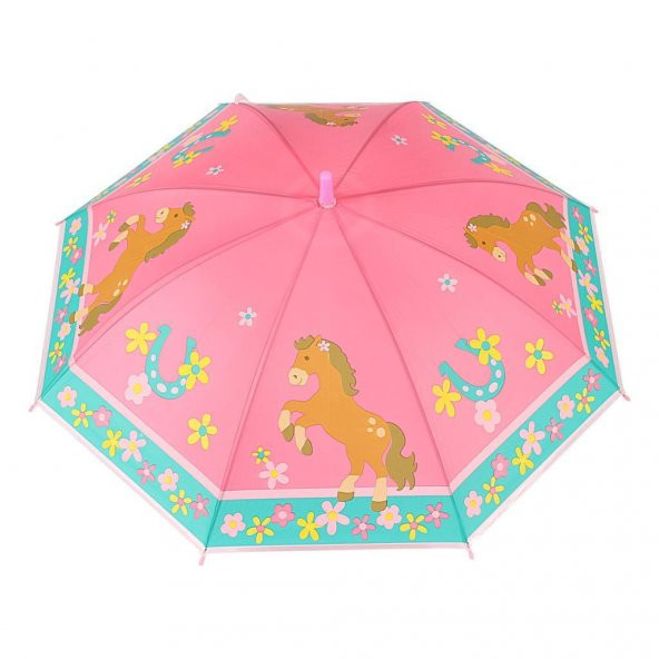 Düdüklü Çocuk Şemsiyesi Pembe Midilli Desenli