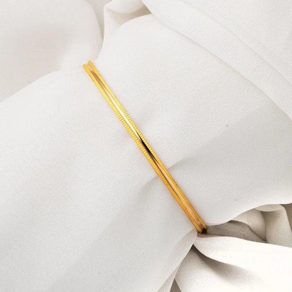 Oluklu 22 Ayar Bilezik (2*8) 16 gr. - Resim 3