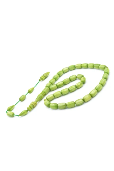 Murty99 Ahmet Emin Yapımı İmamesi Halkalı Simli Yeşil Sıkma Kehribar Tesbih - Resim 3