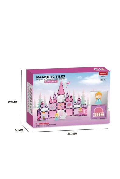 Manyetik Tiles Prenses Şatosu 37 Parça Manyetik Yapı Magnetic Bloklar - Resim 3