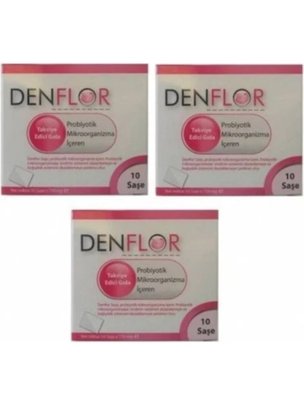 Denflor Probiyotik 10 Saşe 3'Lü PAKET (SKT:02/2028) ürün görseli 1