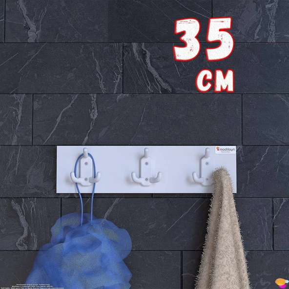 Modilayn ARI 9 Kancalı Banyo Askısı 3'lü Set 31,4x9,6cm | Şık Tasarım Ekstra Düzen ve Yer Tasarrufu ürün görseli 1