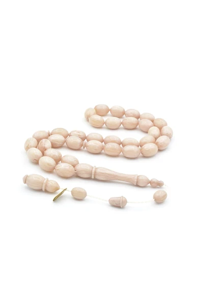 Murty99 İbrahim Uysal İmzalı Beyzi İri Boy Bej Sıkma Kehribar Tesbih ürün görseli 1