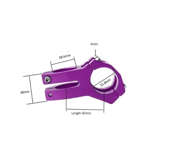 Wake Alüminyum Mor 31.8 45MM Kısa Gidon Boğazı - Resim 2
