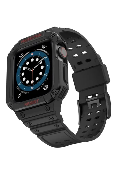 Apple Watch 42/44/45mm Uyumlu Zırhlı Kılıf + Entegre Kayış | Darbe Korumalı Spor Kordon - Resim 3